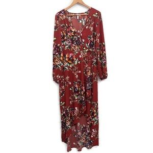 Xhilaration Floral Boho Chic Faux Wrap Dress Women’s Size XL